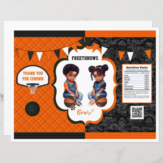 Papier Basket-ball Genre Révéler Chip Sac Orange et Noir (Devant / Derrière)