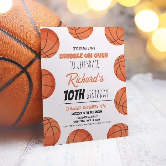 Papier Basket-ball moderne mignon budget Invitation Anniv