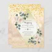 Papier Basse Budget Rose Diamond Frame Mariage Invitation (Devant / Derrière)
