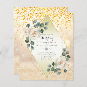 Papier Basse Budget Rose Diamond Frame Mariage Invitation