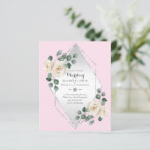 Papier Basse Budget Rose Diamond Frame Mariage Invitation (Debout devant)