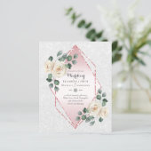 Papier Basse Budget Rose Diamond Frame Mariage Invitation (Debout devant)