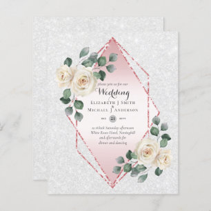 Papier Basse Budget Rose Diamond Frame Mariage Invitation