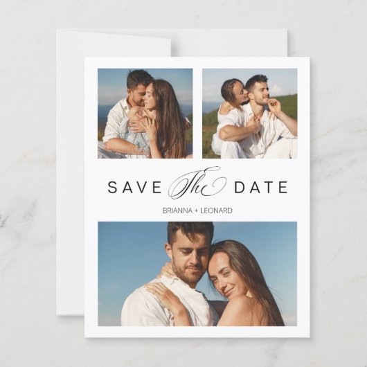 Papier Basse Coût 3 Photos Couple Simple Élégant Script (Devant)