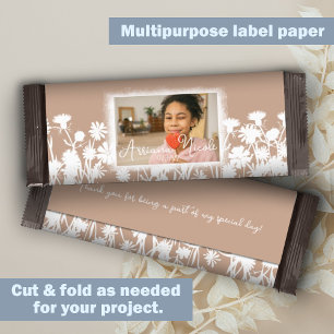 Papier Bat mitzvah Beige Blanc Personnalisé Barre-Bonuse