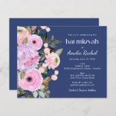 Papier Bat mitzvah d'aquarelle bleu lavande budgétaire (Devant / Derrière)