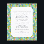 Papier Bat mitzvah floral rose rose rose rose mou Budget<br><div class="desc">Budget Monnaie Vert Monnaie Rose Floral Fleurs Bat mitzvah Invitation</div>
