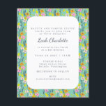 Papier Bat mitzvah floral rose rose rose rose mou Budget<br><div class="desc">Budget Monnaie Vert Monnaie Rose Floral Fleurs Bat mitzvah Invitation</div>