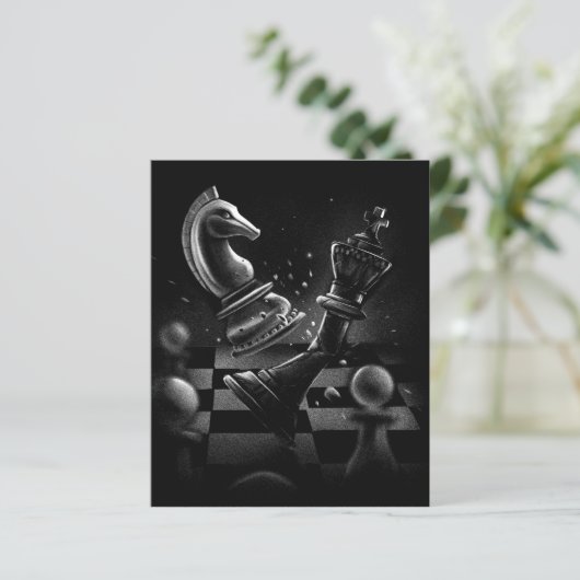 Papier Bataille aux échecs dramatique - Chevalier contre  (Debout devant)