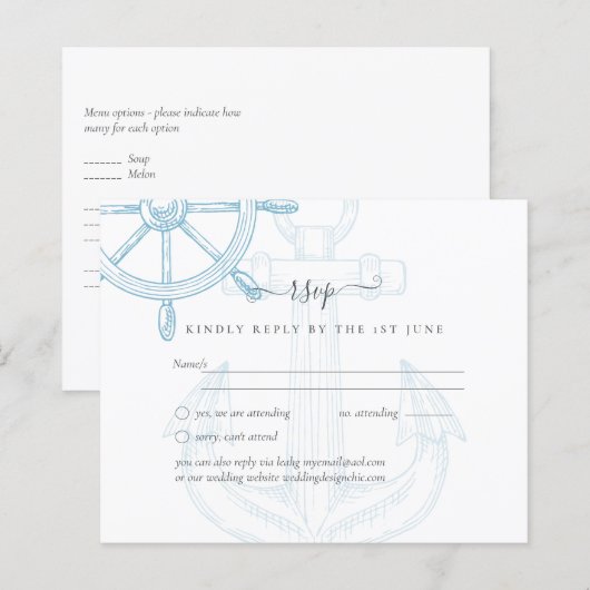 Papier Bateau Mariage Roue de Navire (Devant / Derrière)