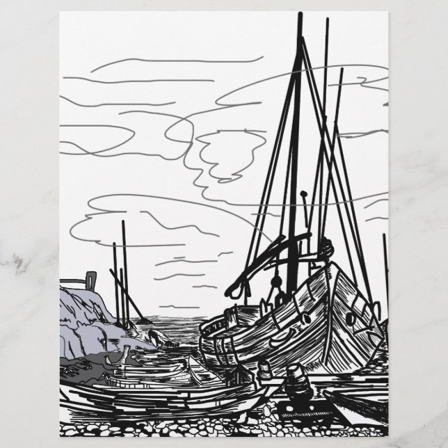Papier bateaux en mer (Devant)