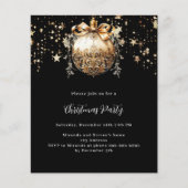 Papier Baube d'or noir étoiles Noël invitation (Devant)
