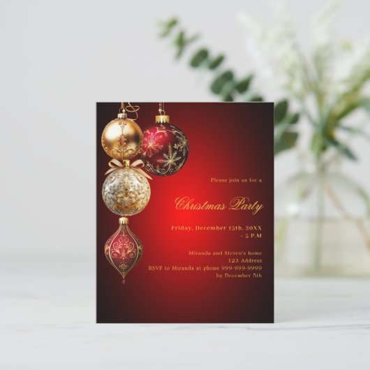 Papier Bauble en or rouge Code QR invitation Noël fête (Debout devant)