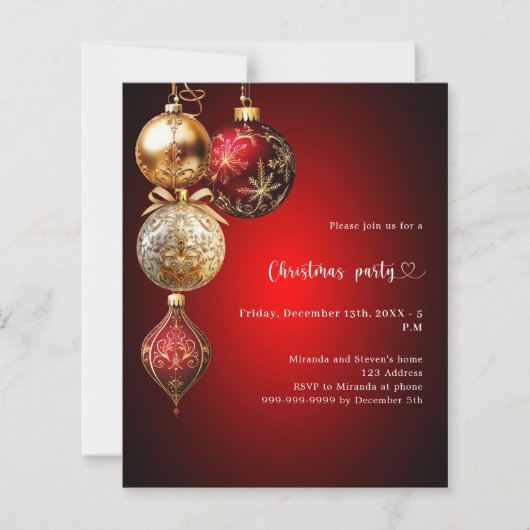 Papier Baubles d'or rouge à Noël (Devant)