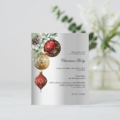 Papier Baubles d'or rouge argenté invitation de Noël (Debout devant)