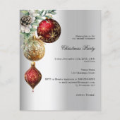 Papier Baubles d'or rouge argenté invitation de Noël (Devant)