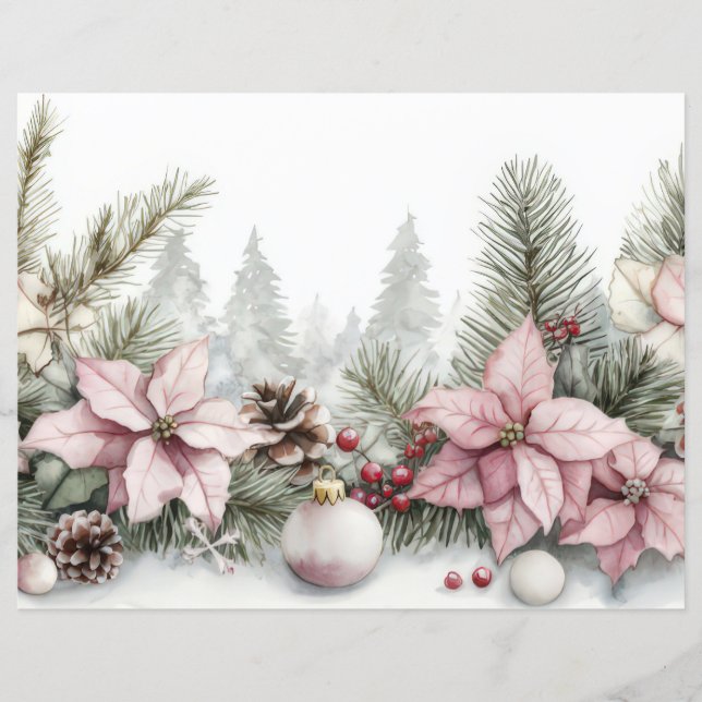 Papier Baubles et fleurs de Noël colorés (Devant)