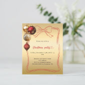 Papier Baubles or arc rouge Noël invitation (Debout devant)