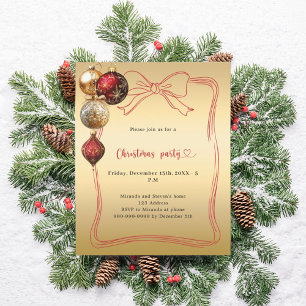 Papier Baubles or arc rouge Noël invitation