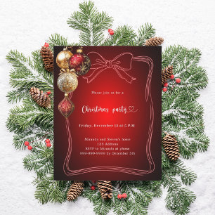 Papier Baubles or arc rouge Noël invitation