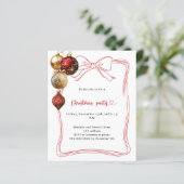 Papier Baubles or arc rouge Noël invitation (Debout devant)