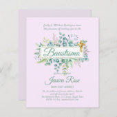 Papier Baustismo Invitation Eucalyptus BUDGET Vert (Devant / Derrière)