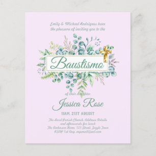 Papier Baustismo Invitation Eucalyptus BUDGET Vert