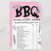 Papier BBQ Anniversaire jamais ou jamais jeu (Devant / Derrière)