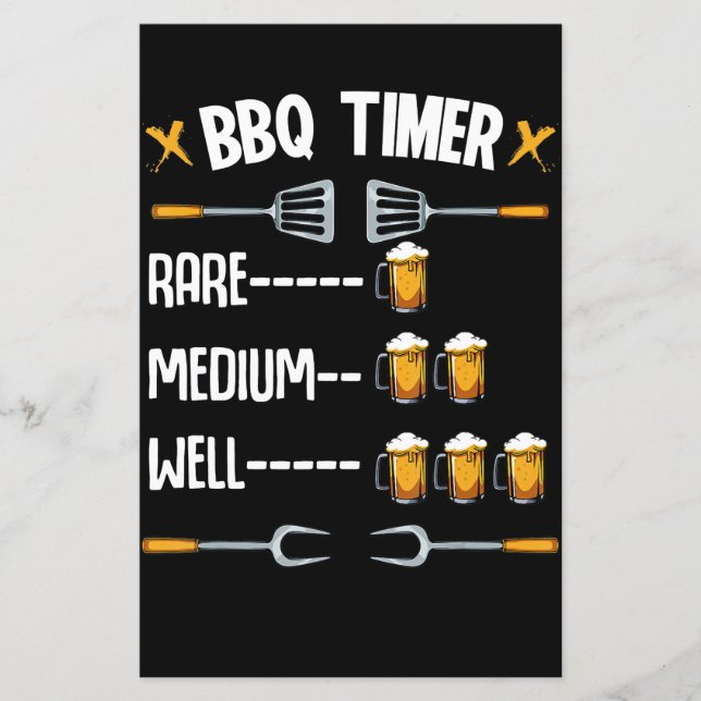 Papier BBQ | BBQ Timer Rare Moyen Bien Boisson Bière (Devant)