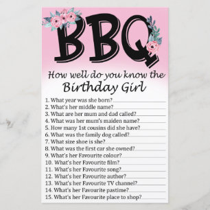 Papier BBQ Connais-tu bien la fille d'anniversaire ?