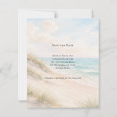 Papier Beach coastal modern wedding Save the Date card (Dos)
