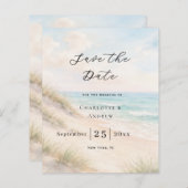 Papier Beach coastal modern wedding Save the Date card (Devant / Derrière)