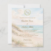 Papier Beach coastal monogrammed wedding invitation (Devant)
