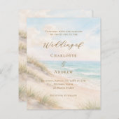 Papier Beach coastal ocean wedding invitation (Devant / Derrière)