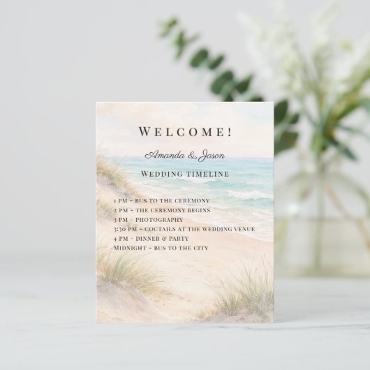 Papier Beach coastal wedding program timeline (Debout devant)