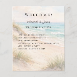 Papier Beach coastal wedding program timeline