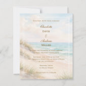 Papier Beach hearts sand initials wedding invitation (Devant)