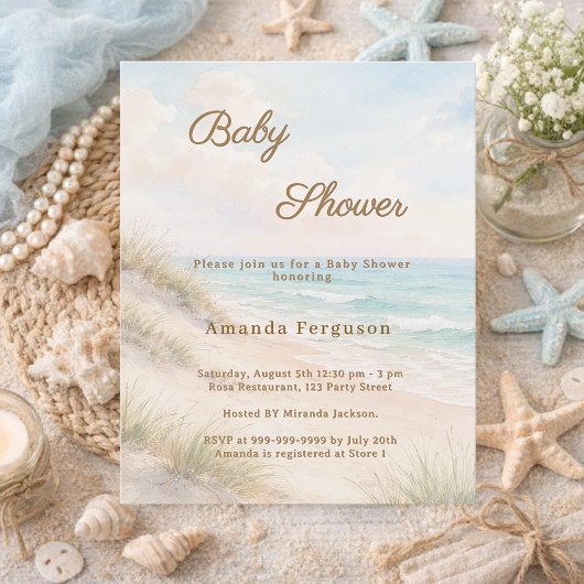 Papier Beach summer sea coastal Baby Shower invitation