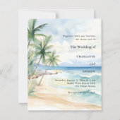 Papier Beach tropical palm destination wedding invitation (Devant)