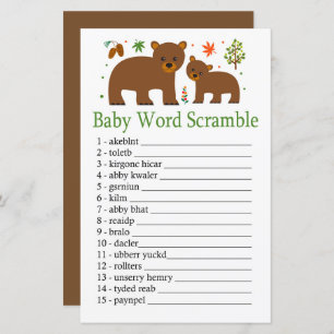 Papier Bear Baby jeu de brouillage de mot