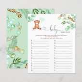 Papier Bear baby nom race jeu de baby shower (Devant / Derrière)