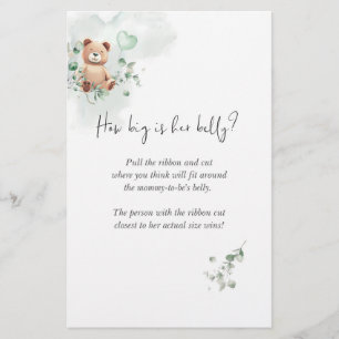 Papier Bear Baby shower Game - Quelle Est La Grosse Taill