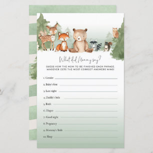Papier Bear Baby shower Game Qu'Est-Ce Que Maman A Dit ?