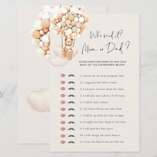 Papier Bear Baby shower Game - Qui l'a dit - Maman ou Pap