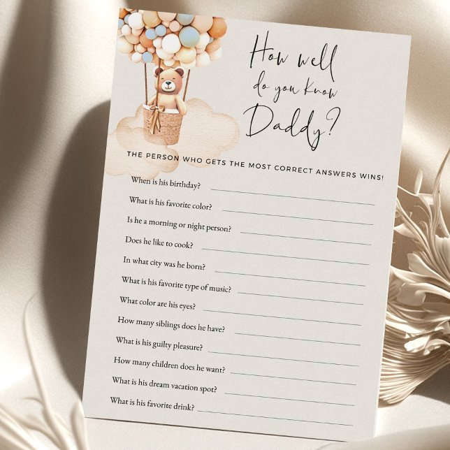 Papier Bear Baby shower Jeu - Comment Bien Connaissez-Vou (Créateur téléchargé)