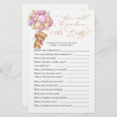 Papier Bear Baby shower Jeu Comment Bien Connaissez-Vous (Devant / Derrière)