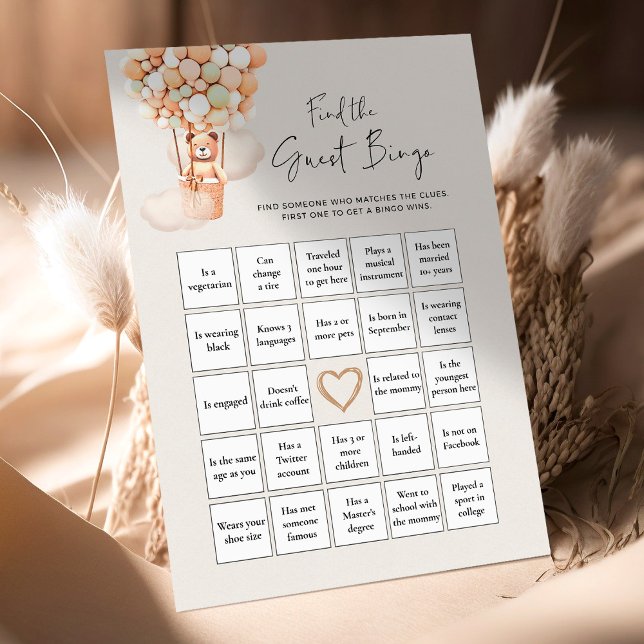 Papier Bear Baby shower Jeu - Trouver Le Bingo Invité (Créateur téléchargé)