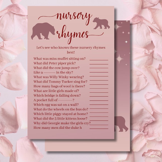 Papier Bear Baby shower Nursery Rhymes Jeu de Quiz (Créateur téléchargé)