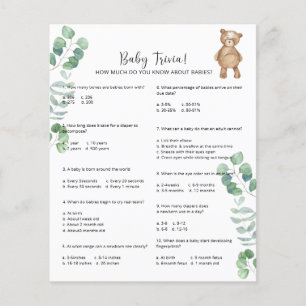 Papier Bear Baby Trivia   Jeu Baby shower