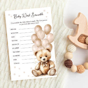 Papier Bear Balloon Baby shower Word Scramble Jeu